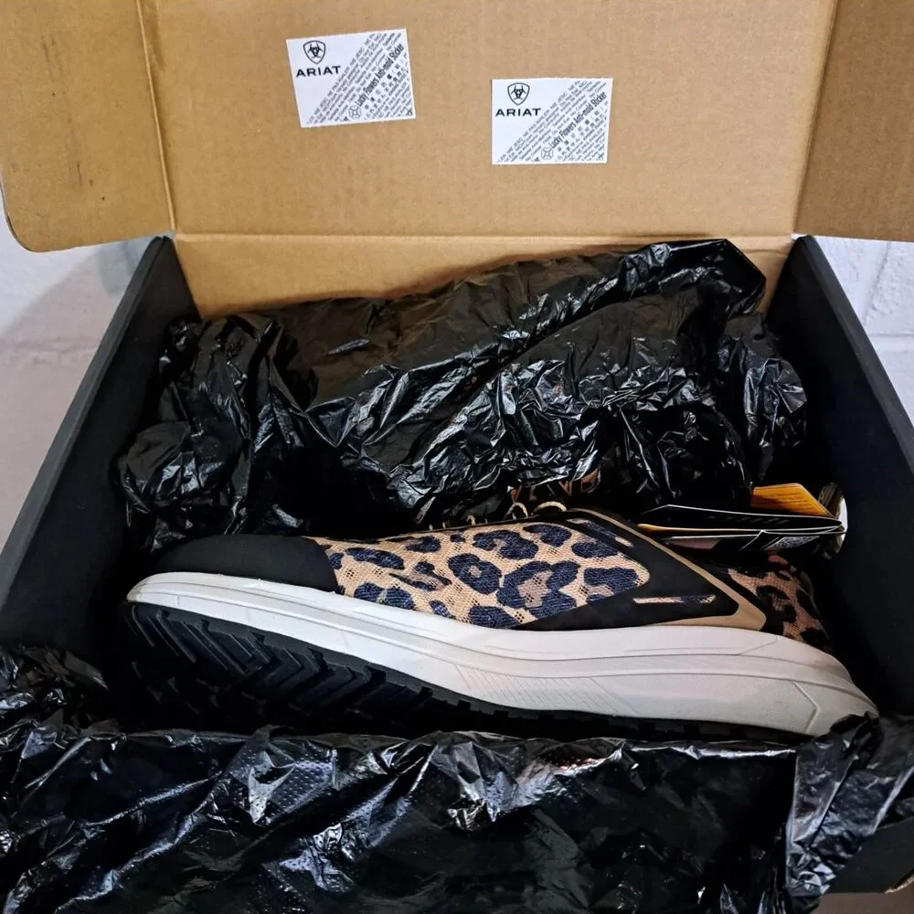 Ariat Outpace Comp Toe Composite Toe Work Shoes Leopard Print Women's Size 6.5
